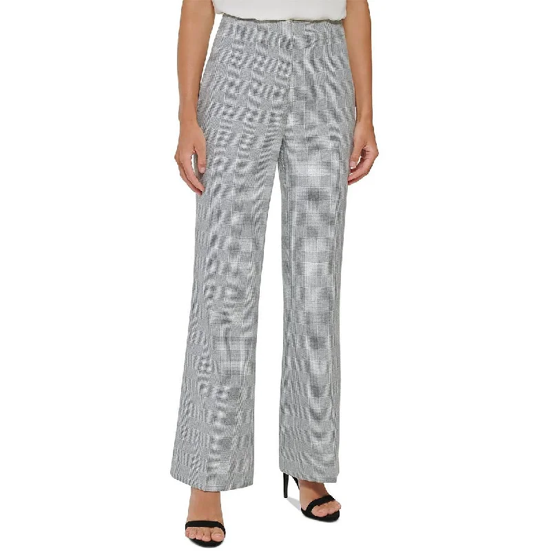 DKNY Womens High Rise Work Wear Wide Leg Pants