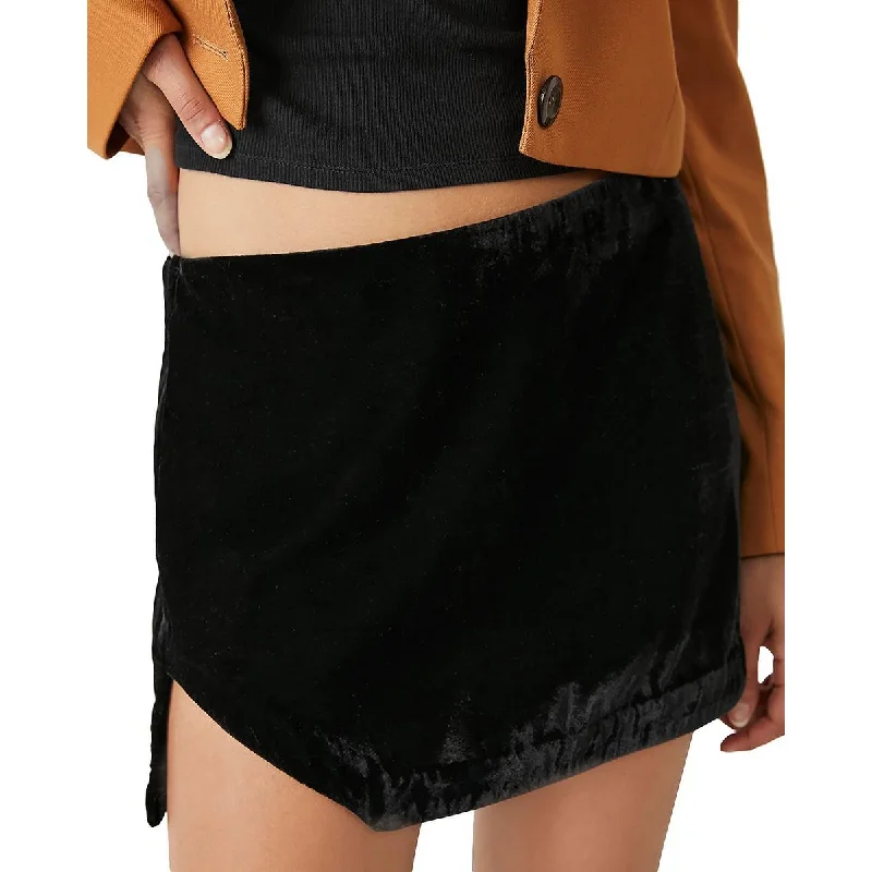 Free People Womens Annalise Velvet Short Mini Skirt