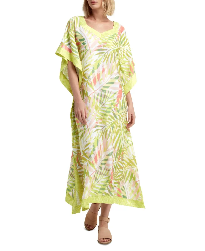 H Halston Womens Printed Caftan Dress