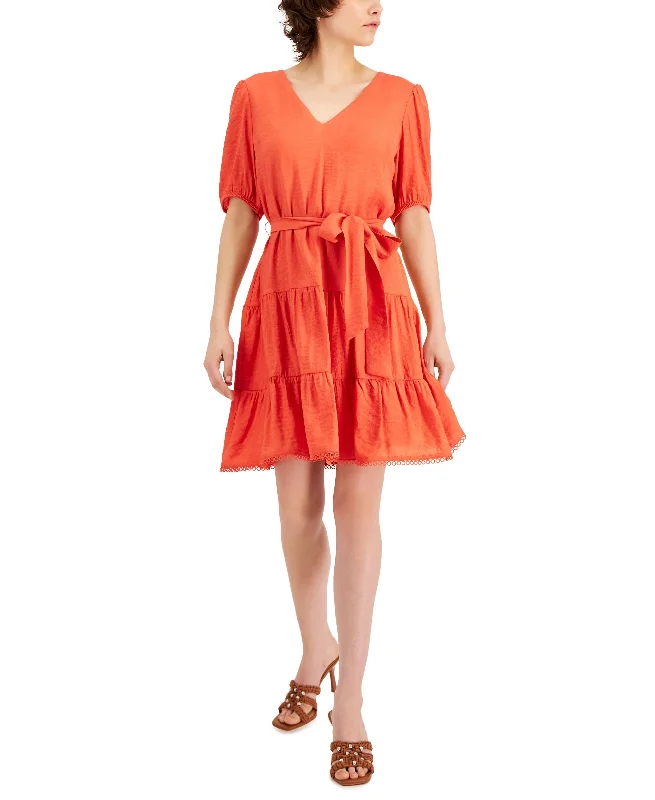 INC International Concepts Tiered V Neck A Line Dress