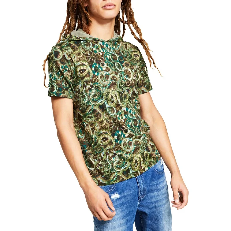 INC Mens Snake Hooded Print T-Shirt