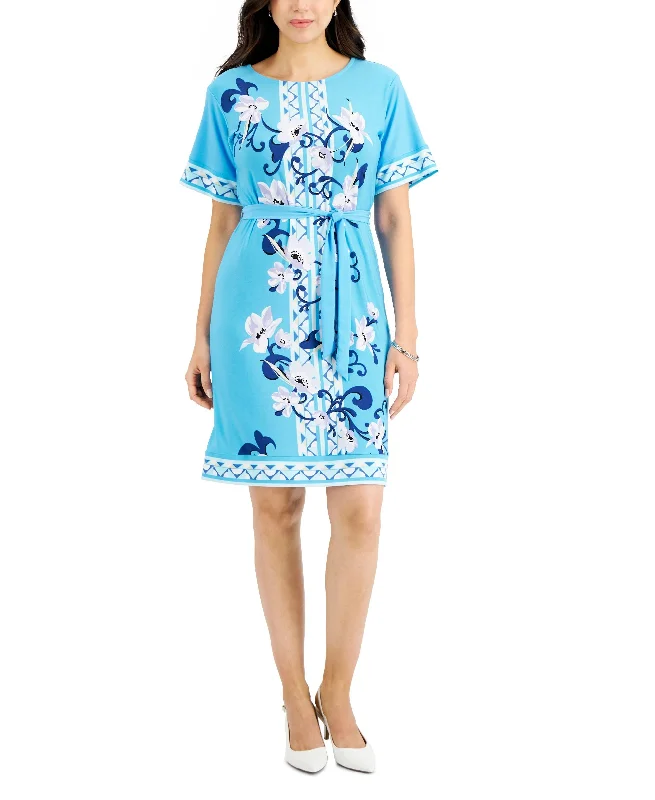 JM Collection Flutter Sleeve Printed Dress