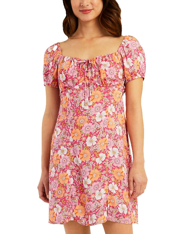 Juniors' Smocked Floral-Print Dress