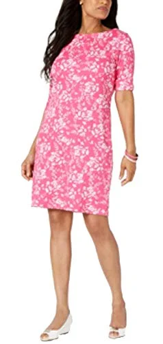 Karen Scott Printed Boat-Neck Dress