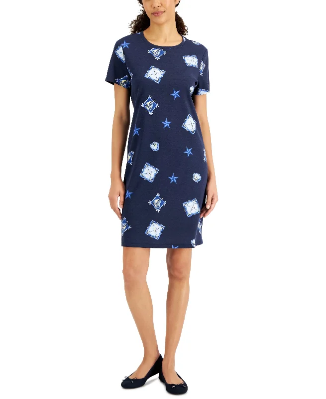 Karen Scott Womens Nautical Treasures Printed Dress