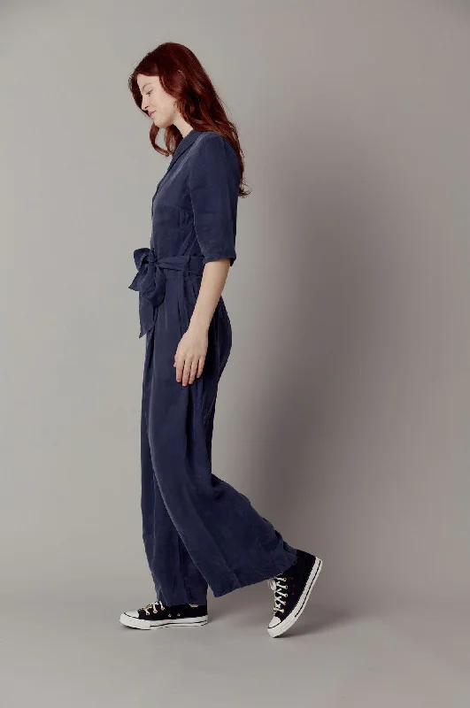 Planet Cupro Jumpsuit Dark Navy