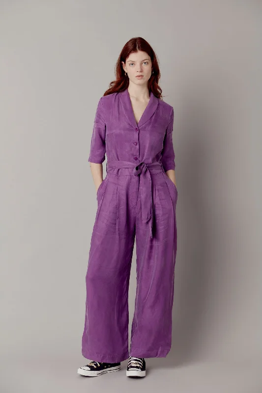 Planet Cupro Jumpsuit Purple