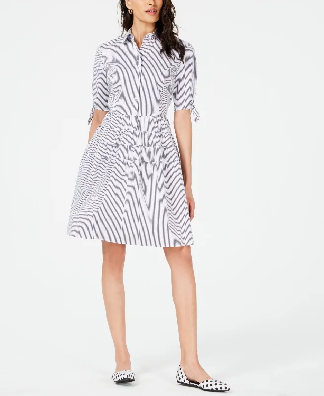 Maison Jules Striped Fit Flare Shirtdress