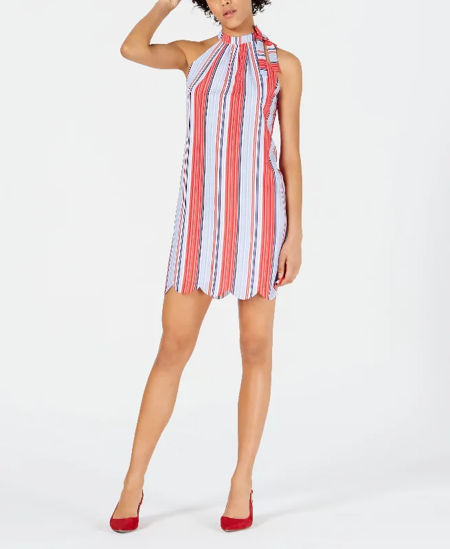 Striped Tie-Neck Dress