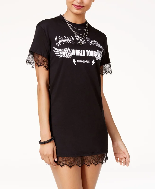 Material Girl Juniors Lace Trim T-Shirt Dress