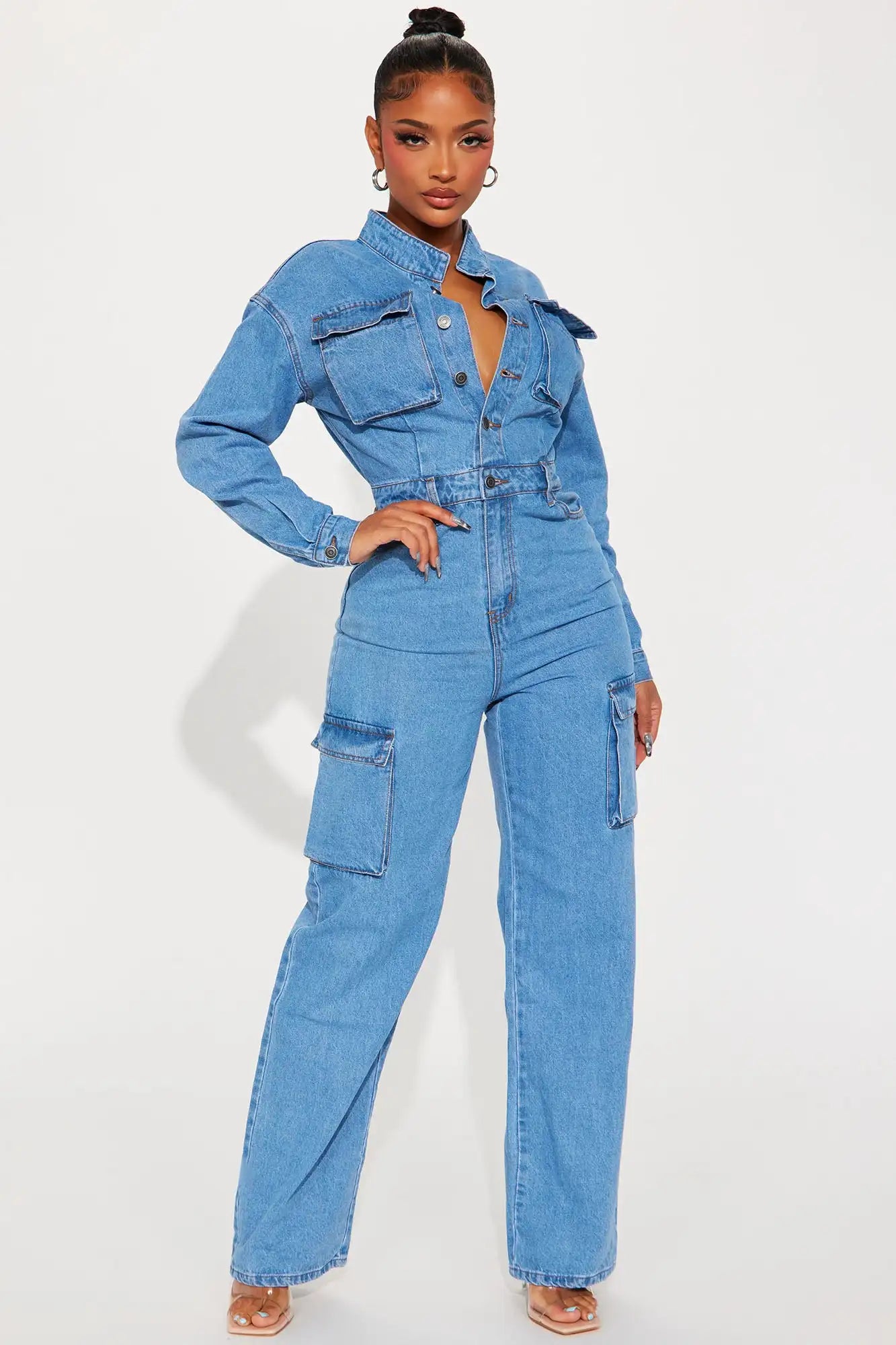 Spring Falls Curve Stretch Jeans Cotton Jumpsuit