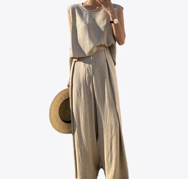 Neutral Orchard 100% Linen Womens Jumpsuit