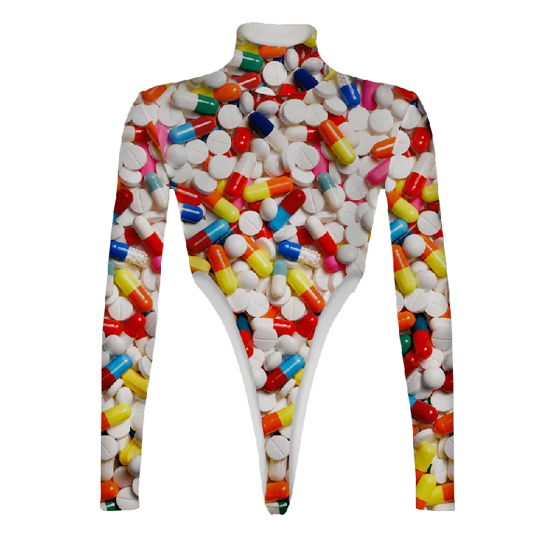 Pills Turtleneck Long Sleeve Jumpsuit