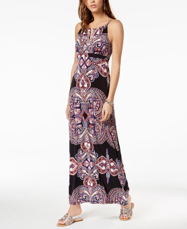 Printed Keyhole Maxi Dress