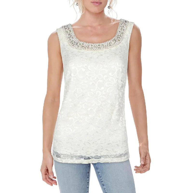 R&M Richards Womens Lace Embellished Tank Top