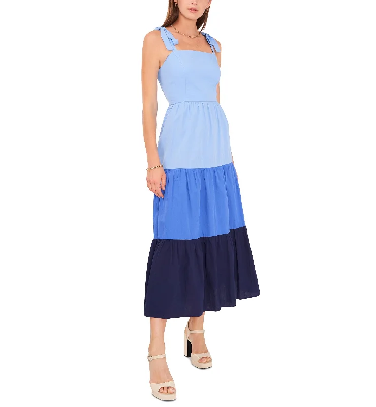 Riley & Rae Womens Cotton Colorblock Midi Dress