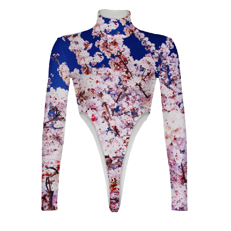 Sakura Blossom Turtleneck Long Sleeve Jumpsuit