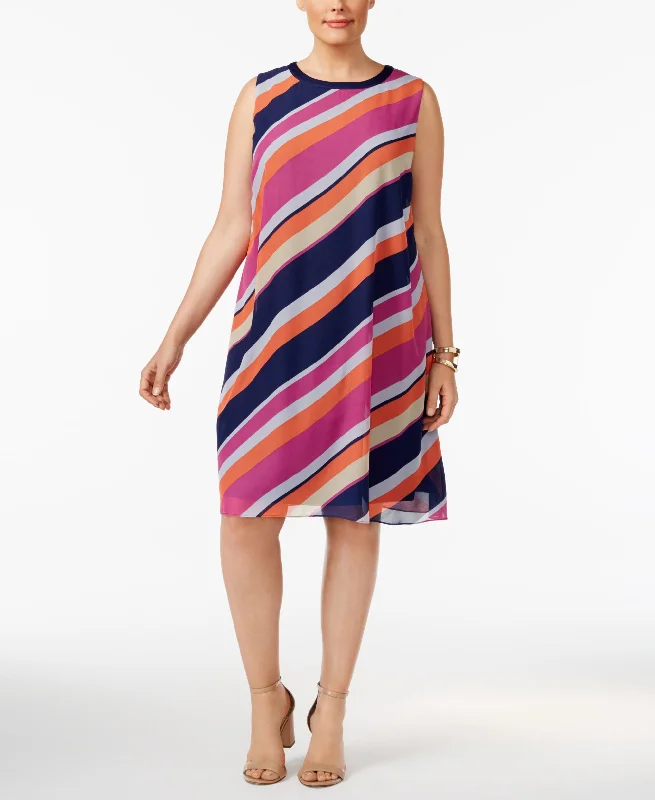 SL Fashions Plus Size Striped Shift Dress