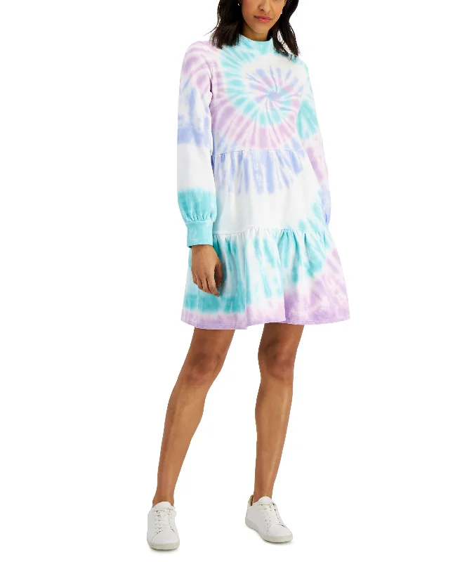 Style & Co Tie Dye Mock Neck Dress