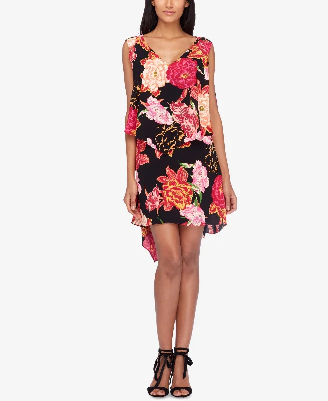 Tahari Asl Tiered Floral Print Shift Dress