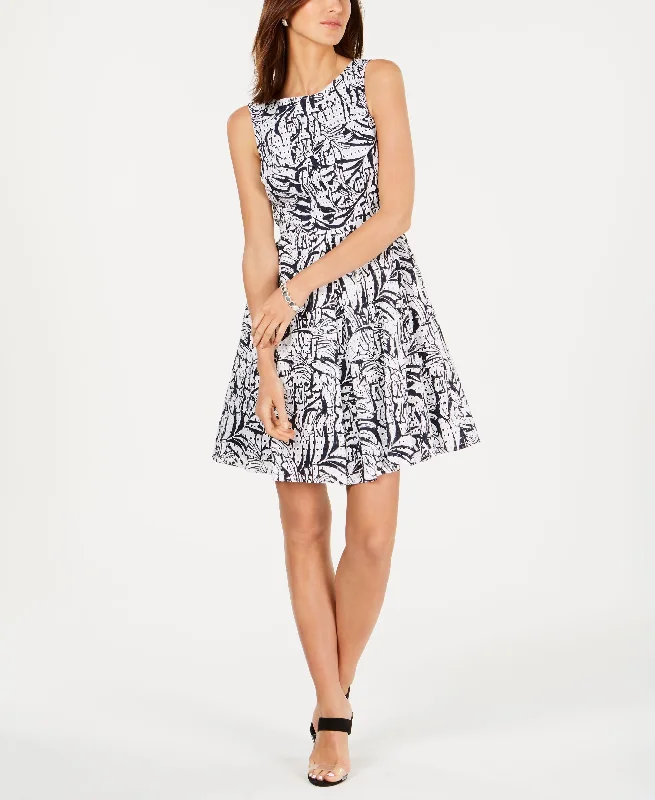 Taylor Palm Print Fit Flare Dress