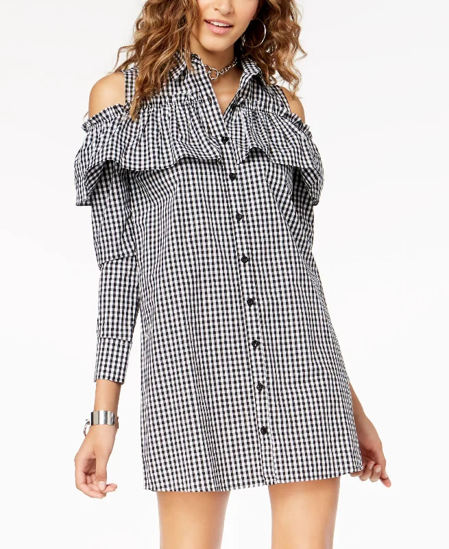 The Edit By Seventeen Juniors Cotton Cold Shoulder Shirtdress