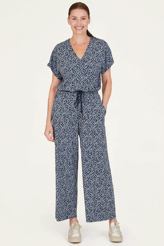 Thought Marlee Lenzing™ EcoVero™ Printed Wrap Jumpsuit in Navy