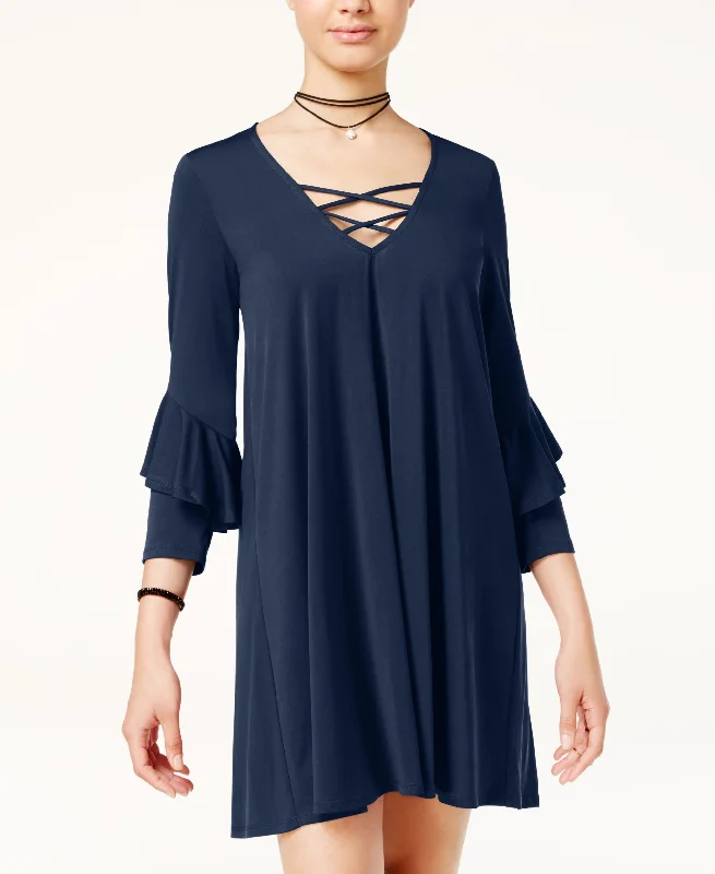 Juniors' Crisscross Ruffle-Sleeve Dress