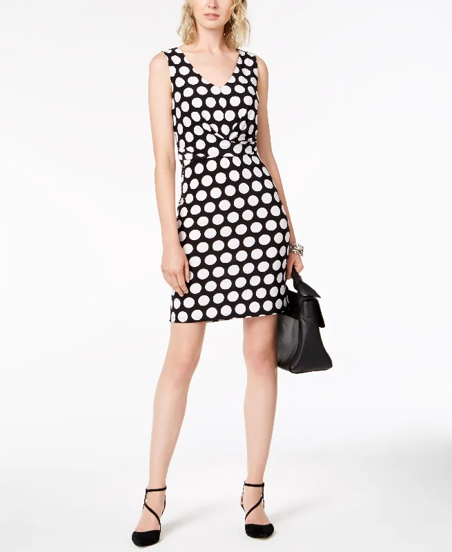 V Neck Dot Print Dress