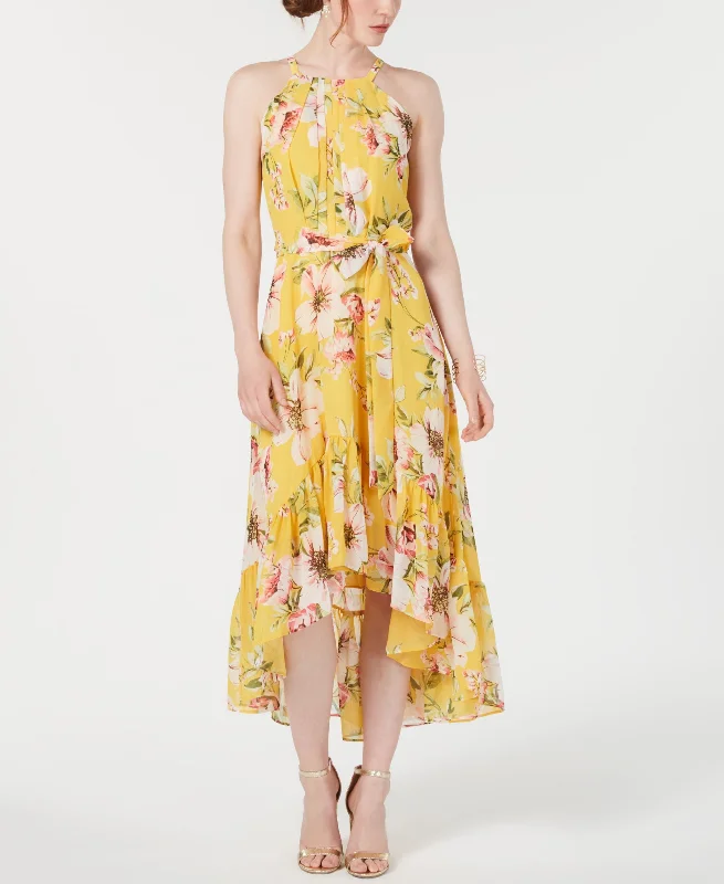 Vince Camuto High Low Floral Flounce Maxi Dress