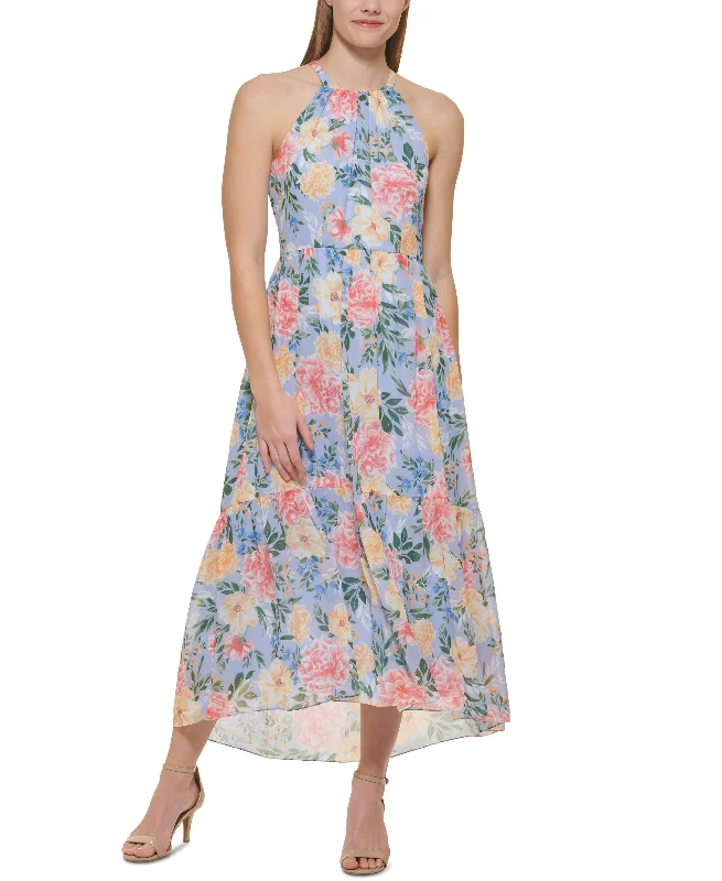 Vince Camuto Womens Printed Chiffon Maxi Dress