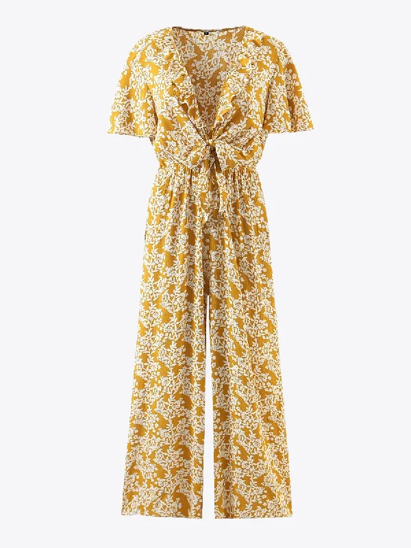 Pineapple Floral Cotton Viscose Womens Jumpsuit