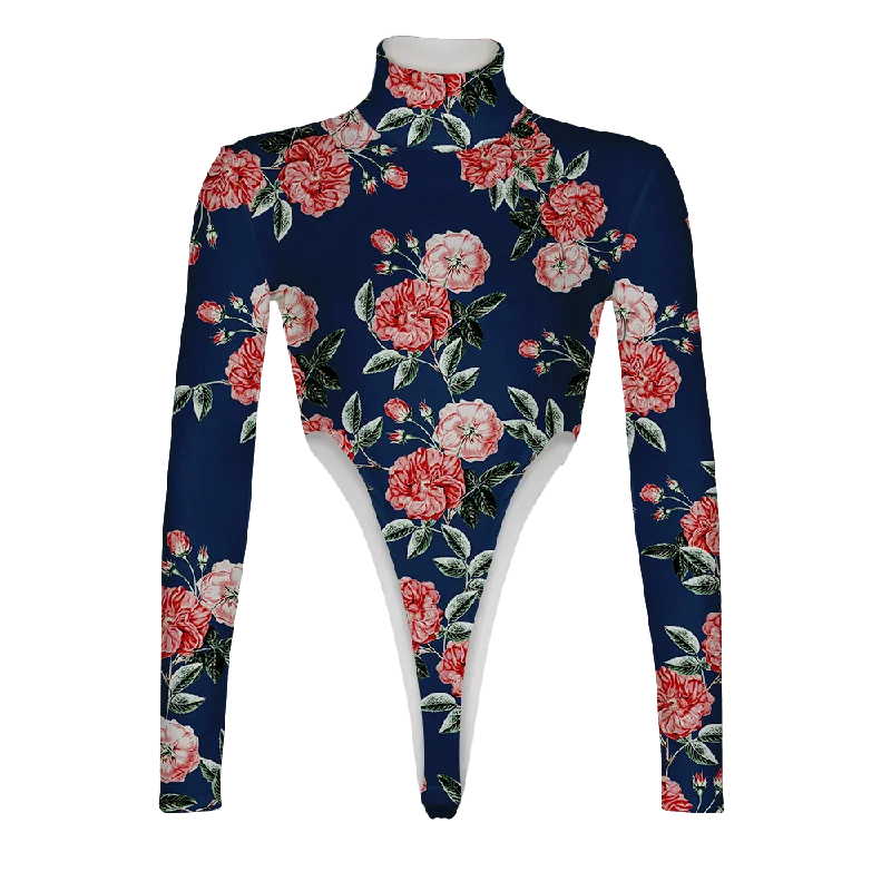 Vintage Rose Turtleneck Long Sleeve Jumpsuit