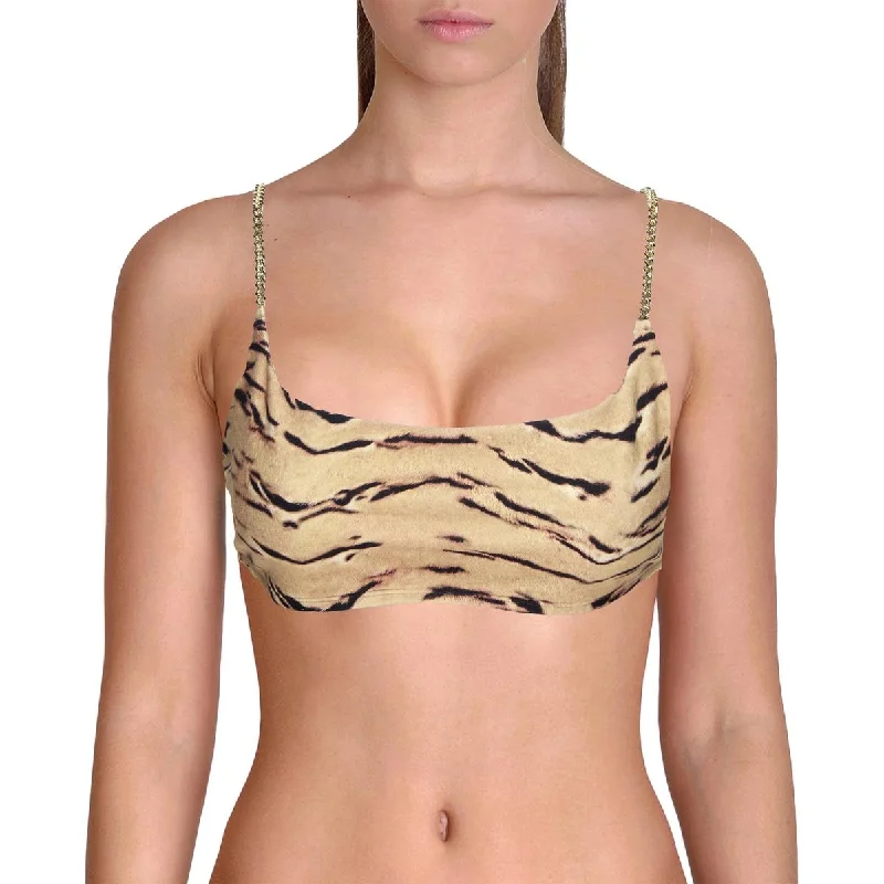 We Wore What Womens Chain Animal Print Sports Bra