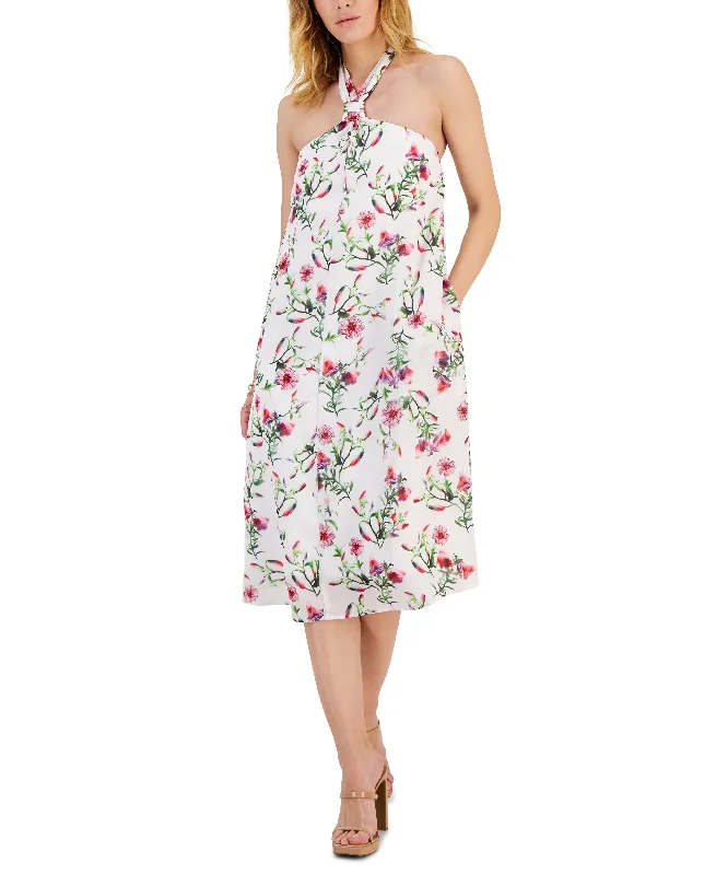 Women's Printed Halter-Neck Midi Dress